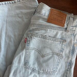 Levi's Premium BAGGY DAD Women's Blue Mid Rise Loose Straight Fit Jeans size 25